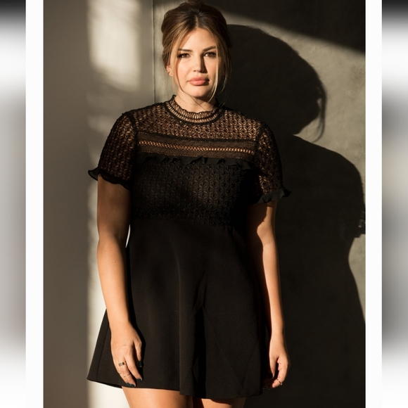 Zara Black Lace Mini Dress Size XS - Picture 4 of 11